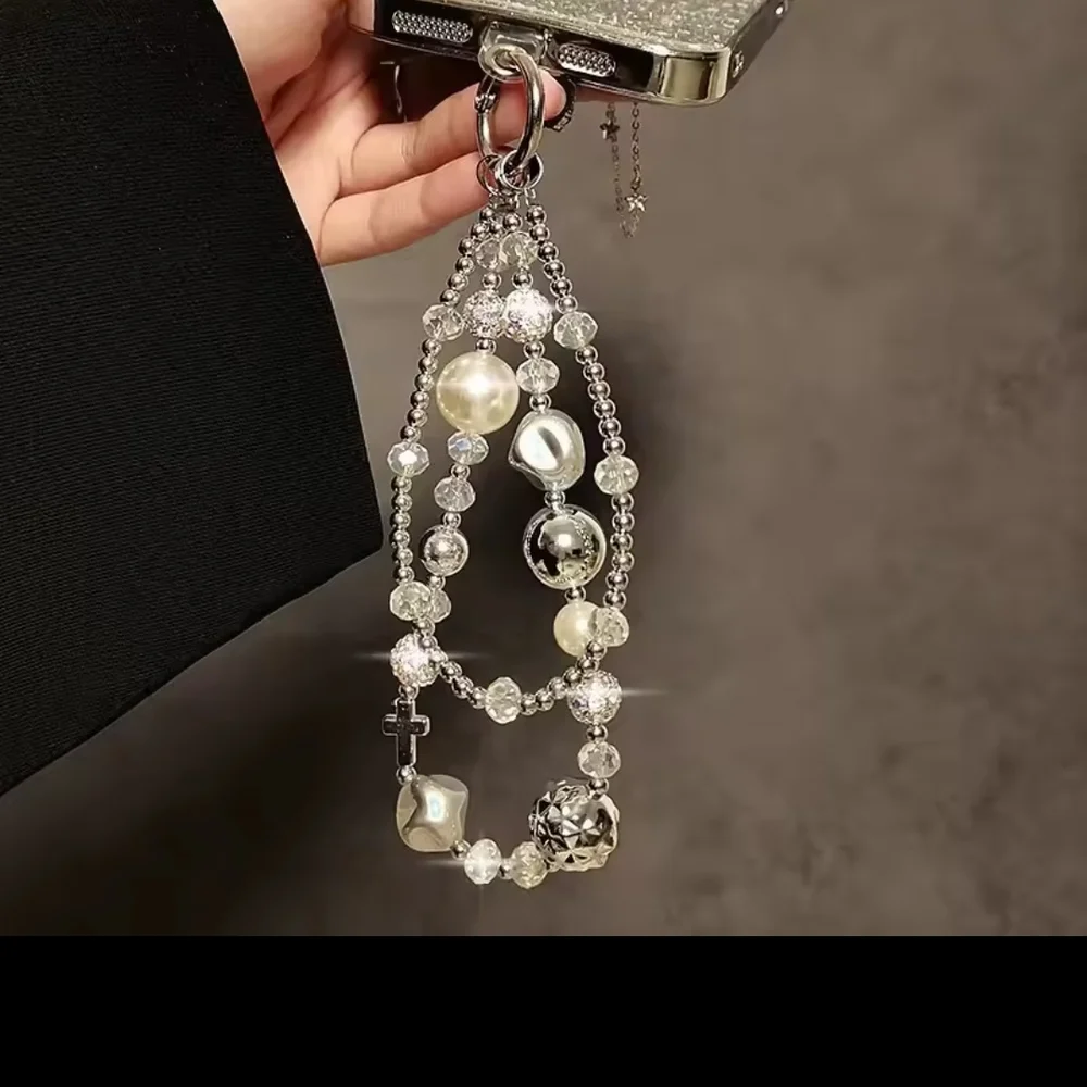 2/$12 Glitter Phone/Purse with Pearl and Cross Charms